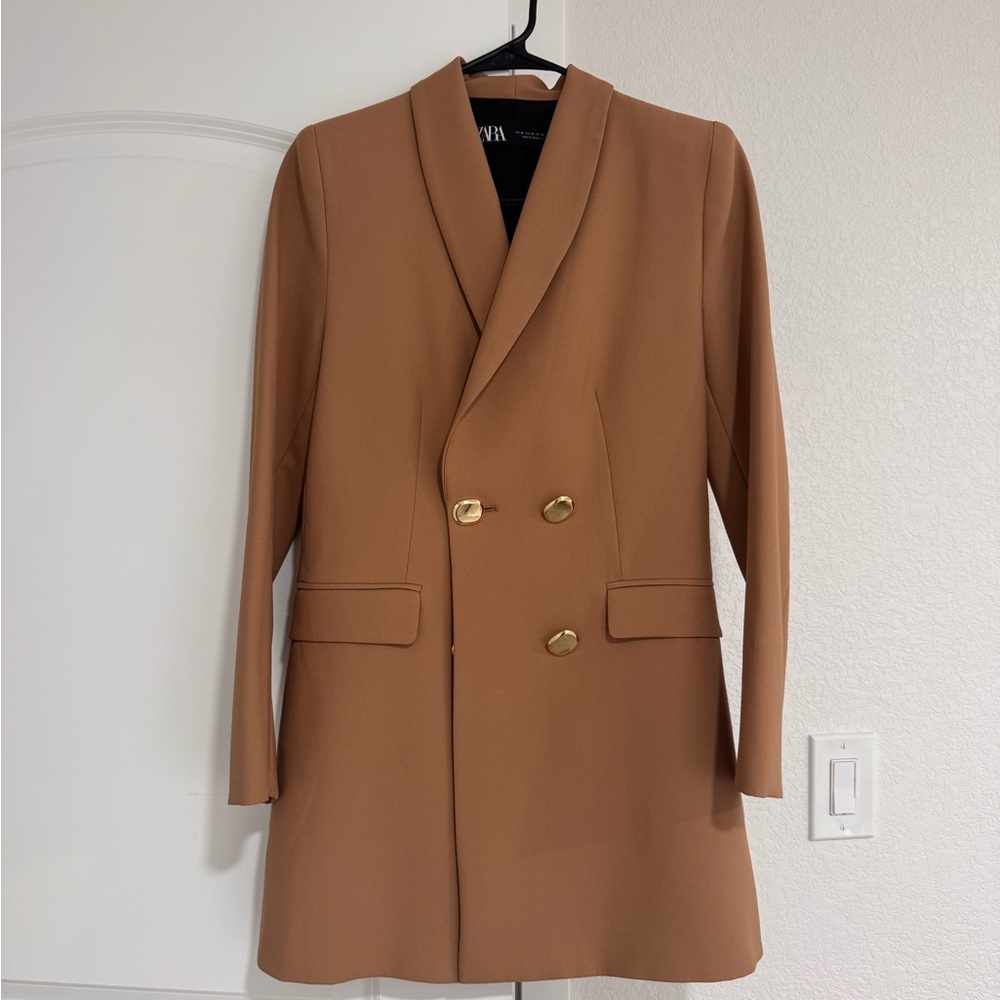 Zara Tan Blazer with Gold Buttons